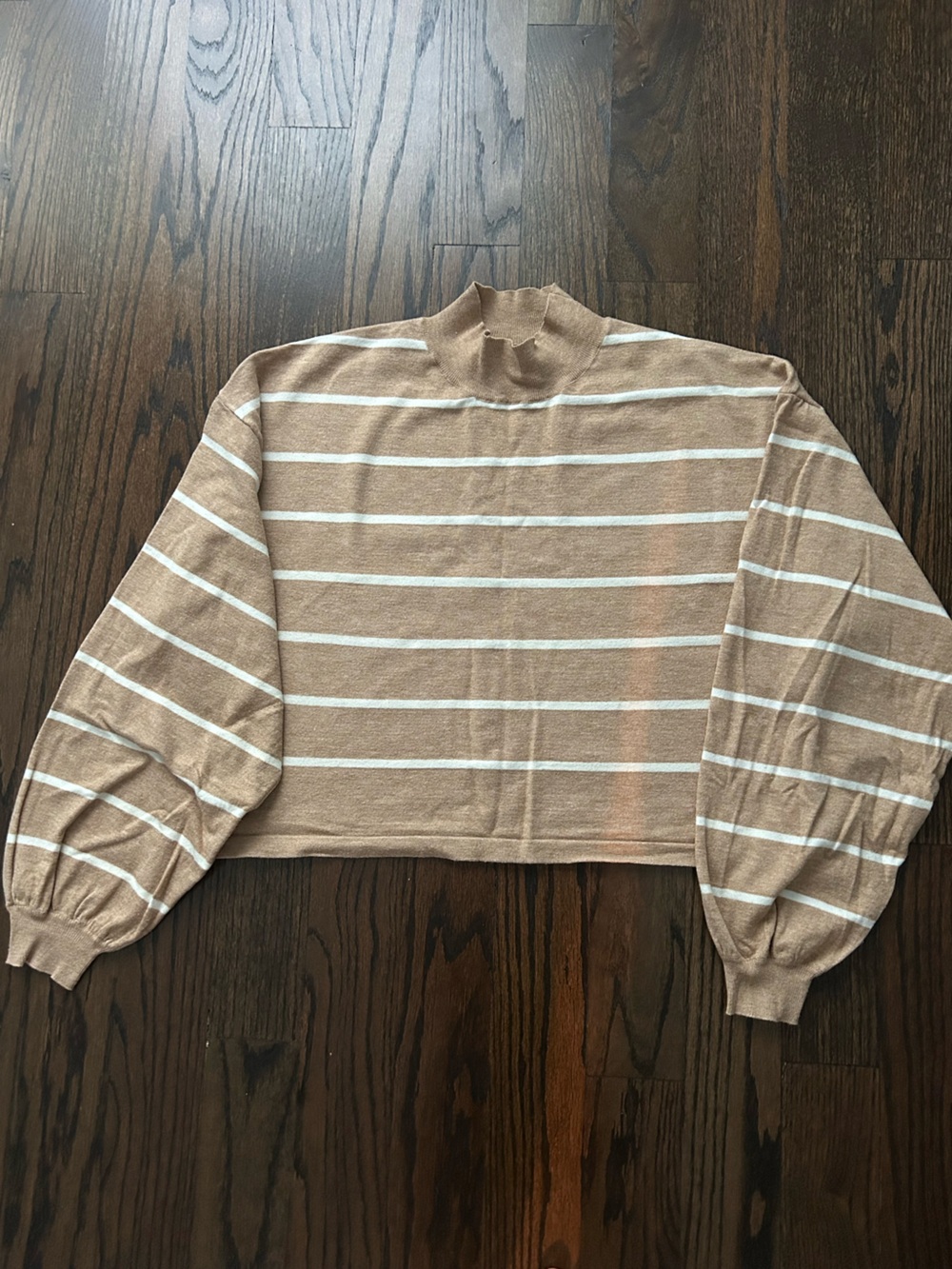 Lulu's Tan and White Striped Knit Sweater